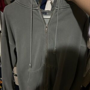Brandy Melville Green Zip-Up Hoodie